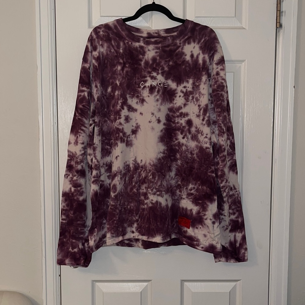 Purple and White Tie-Dye Organic Cotton Long Sleeved Tee